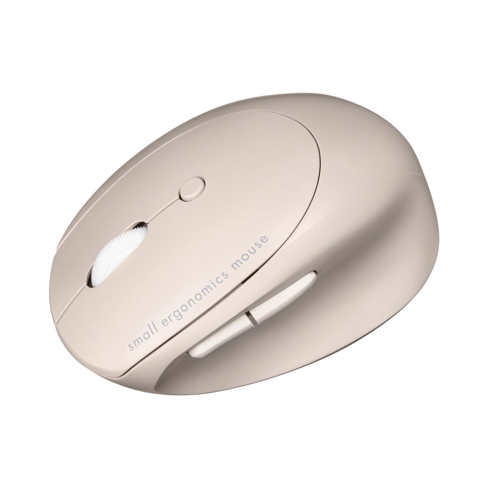 Sanwa Supply Quiet Bluetooth Compact Ergonomic Mouse (Rechargeable, 5 Buttons, Beige) MA-EBBS522BG