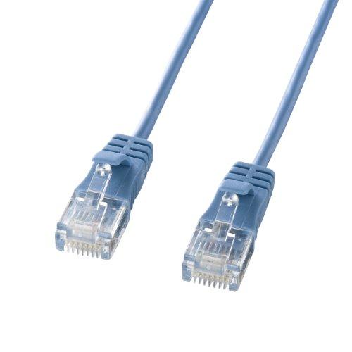 Sanwa Supply CAT6 Compliant LAN Cable Ultra-Thin Type 3.2mm Diameter (7m) 1Gbps/250MHz RJ45 Clip-Proof Blue KB-SL6-07BL