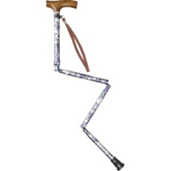 Plus Heart Non-Slip Walking Stick, Foldable, 1-Piece Set, Navy Flower Pattern 75095