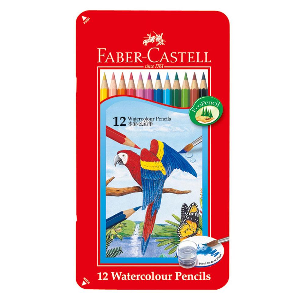 Faber-Castell Watercolor Pencils Flat Tin 12-Color Set TFC-WCP/12C