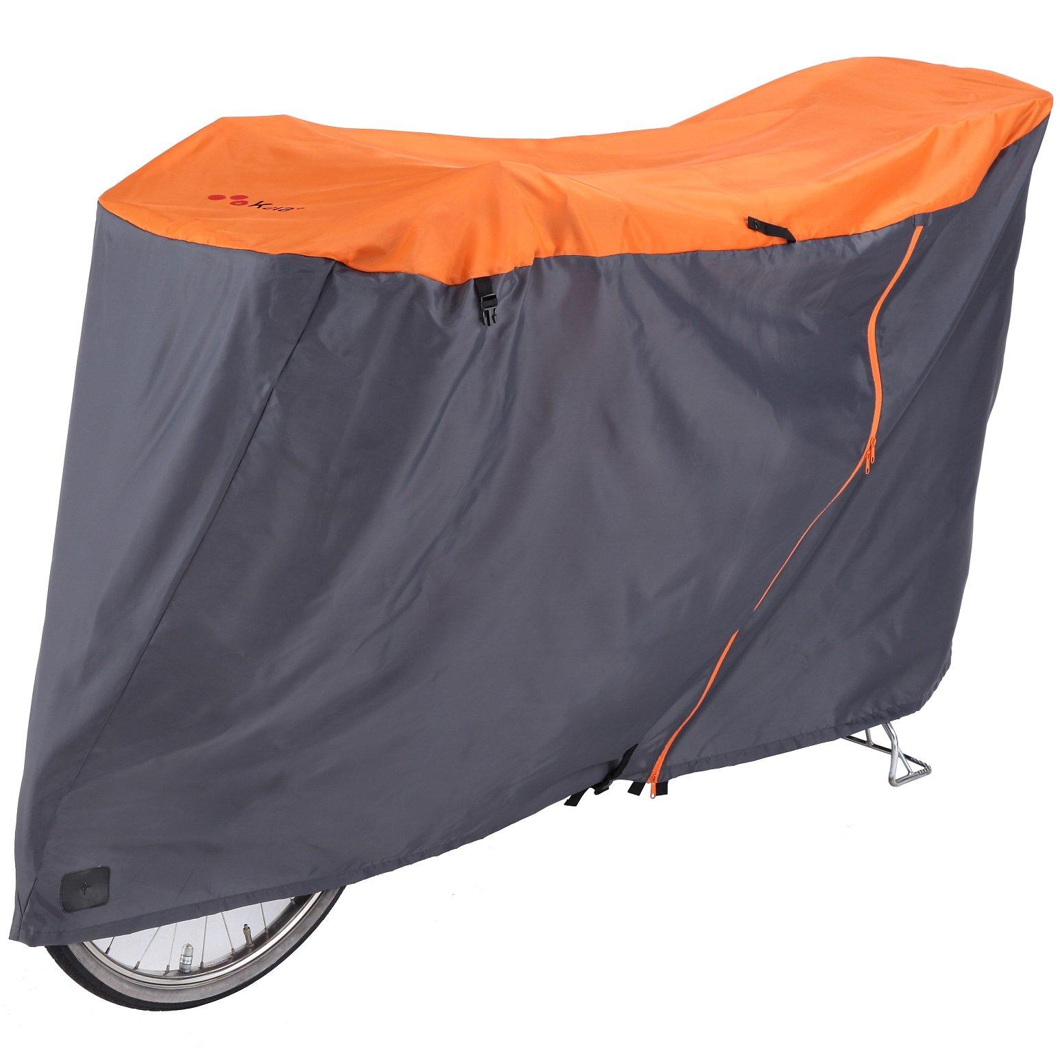 Kawasumi Seisakusyo Bicycle Cycle Cover (Zipper Type for Assist Bikes) KW-388AS/OR Large Size Orange/Gray