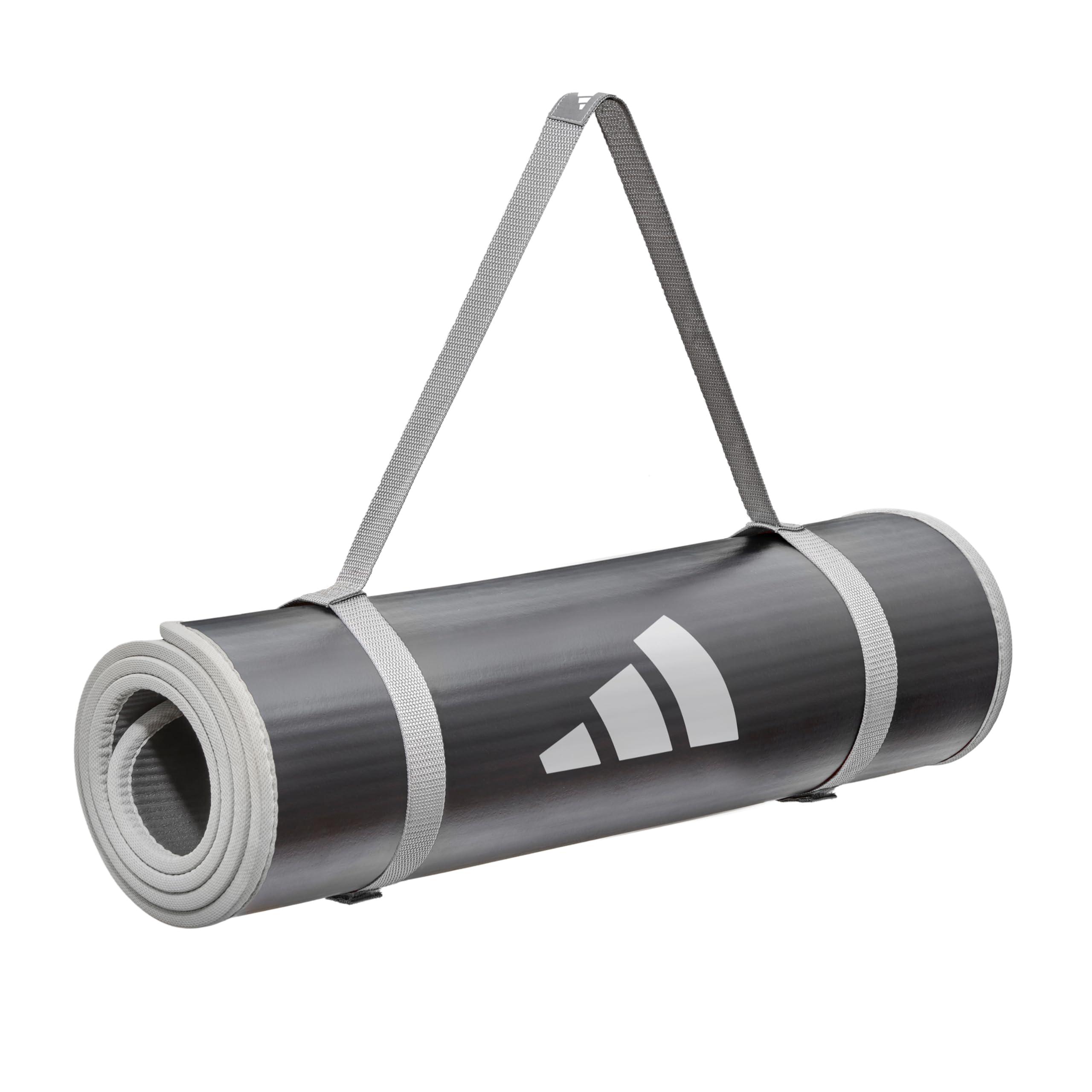 adidas Training Mat/Fitness/Yoga 10mm Thick Wide Durable Non-Slip with Carry Strap ADMT-12235GR Gray