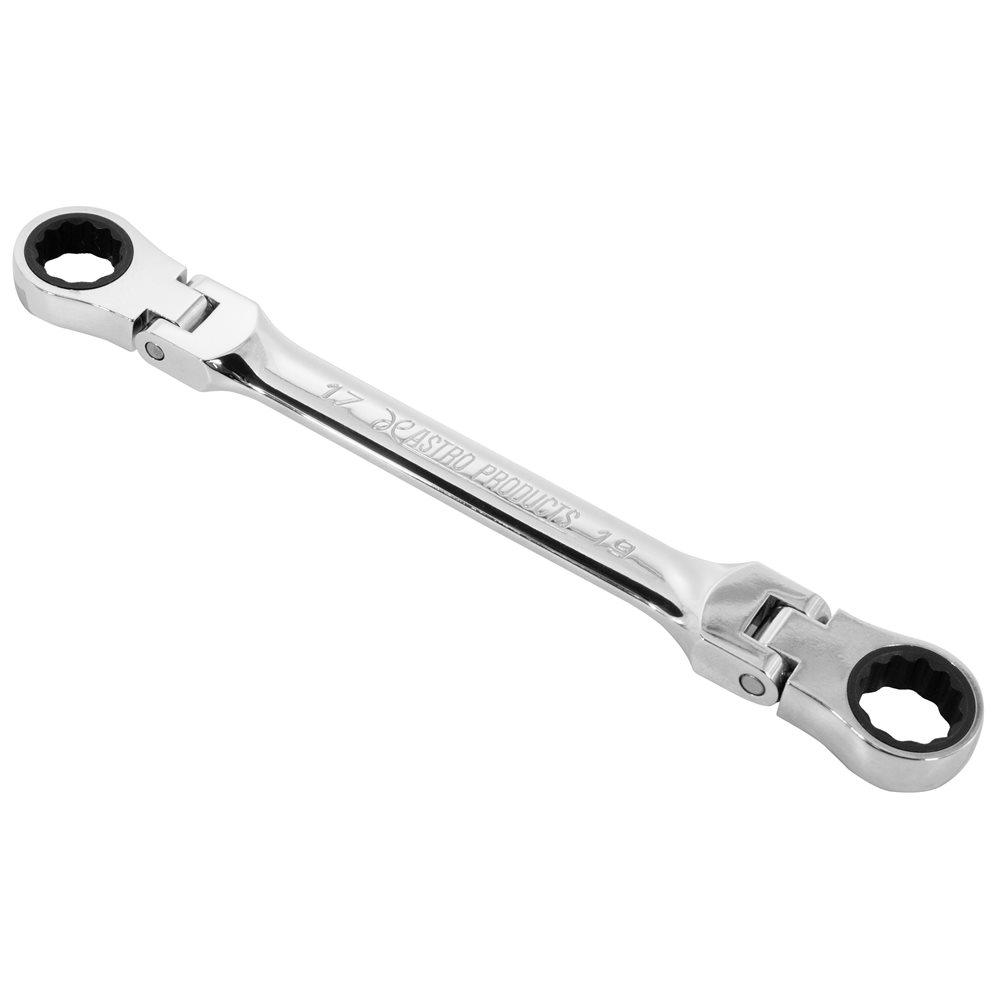 AP Double Flex Ratchet Combination Wrench 17×19mm | Wrench Ratchet Combination Wrench Double Gear Wrench Gear Final Tightening Temporary Tightening Flex Swivel 72-Tooth Maintenance DIY Repair Construction Inspection