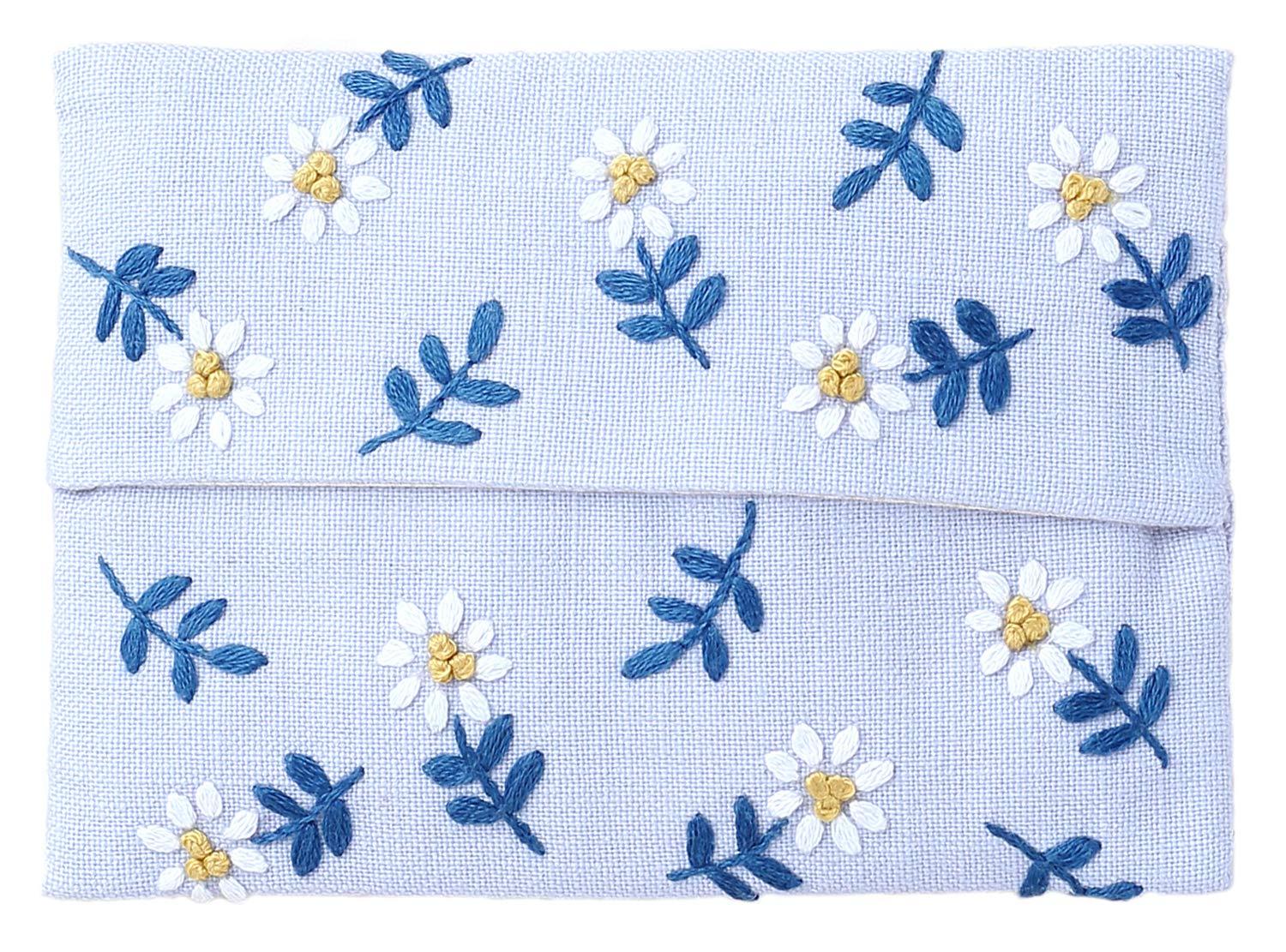 LECIEN Embroidery Kit Botanical Embroidery Series Daisy Tissue Case 843 Smoky Blue (31)