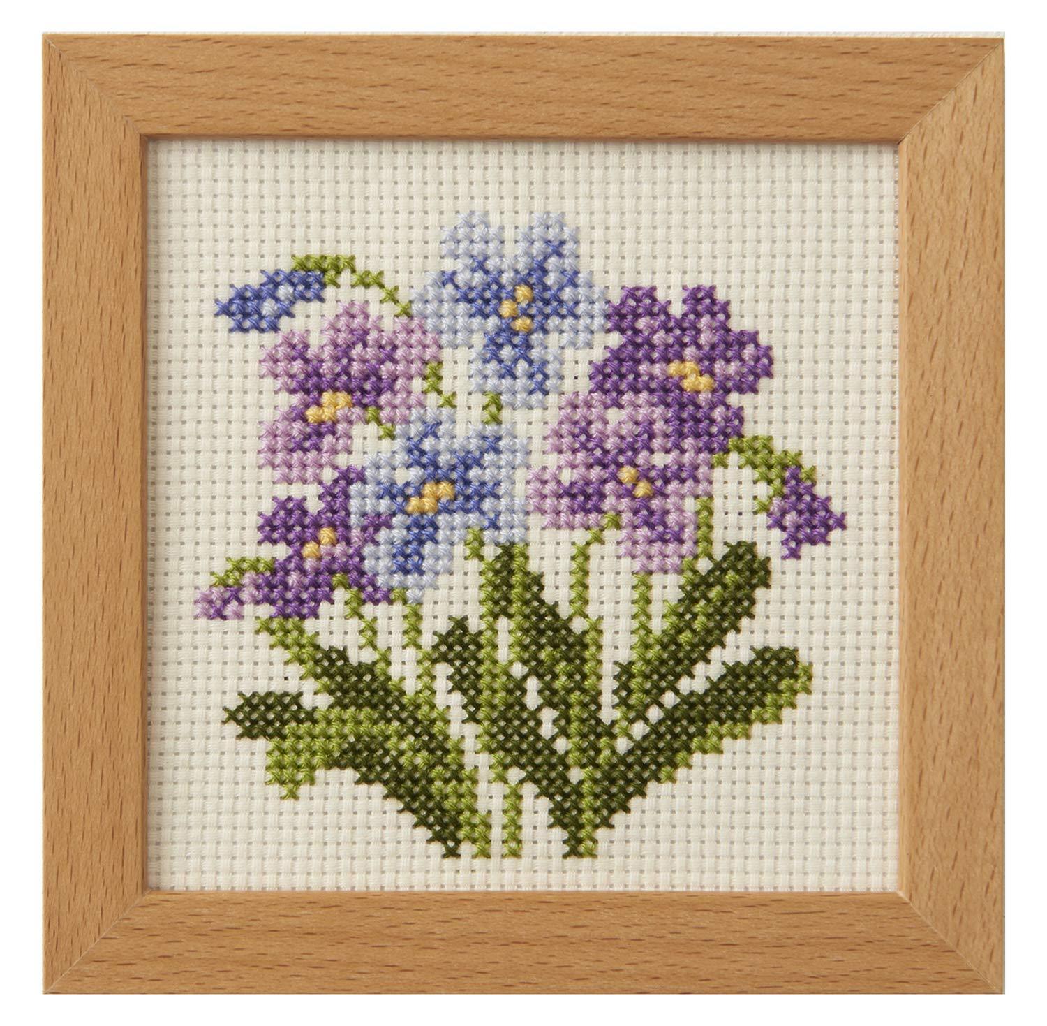 LECIEN Embroidery Kit Small Flower Frame Cross Stitch Violet 855