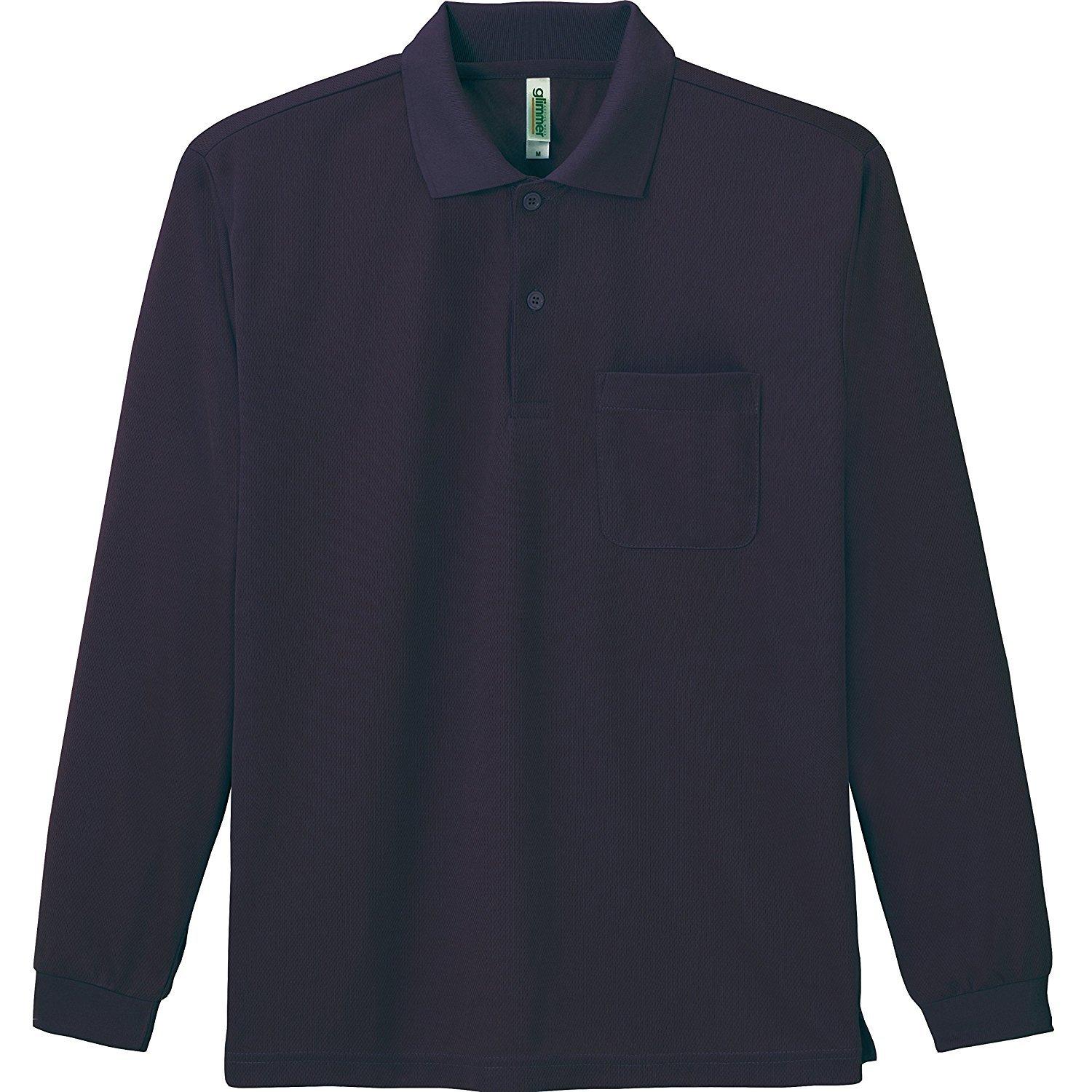 [Glimmer] 4.4 oz Dry Long Sleeve Polo Shirt [With Pocket] 00335-ALP Men's Navy S