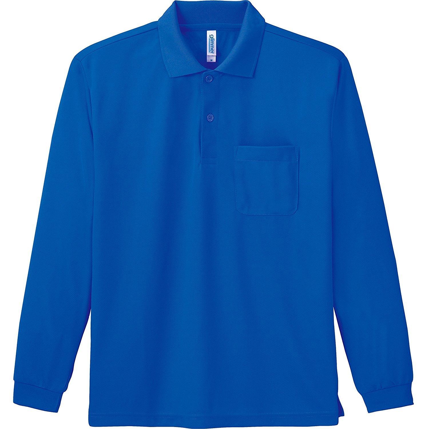[Glimmer] 4.4 oz Dry Long Sleeve Polo Shirt [With Pocket] 00335-ALP Men's Royal Blue LL