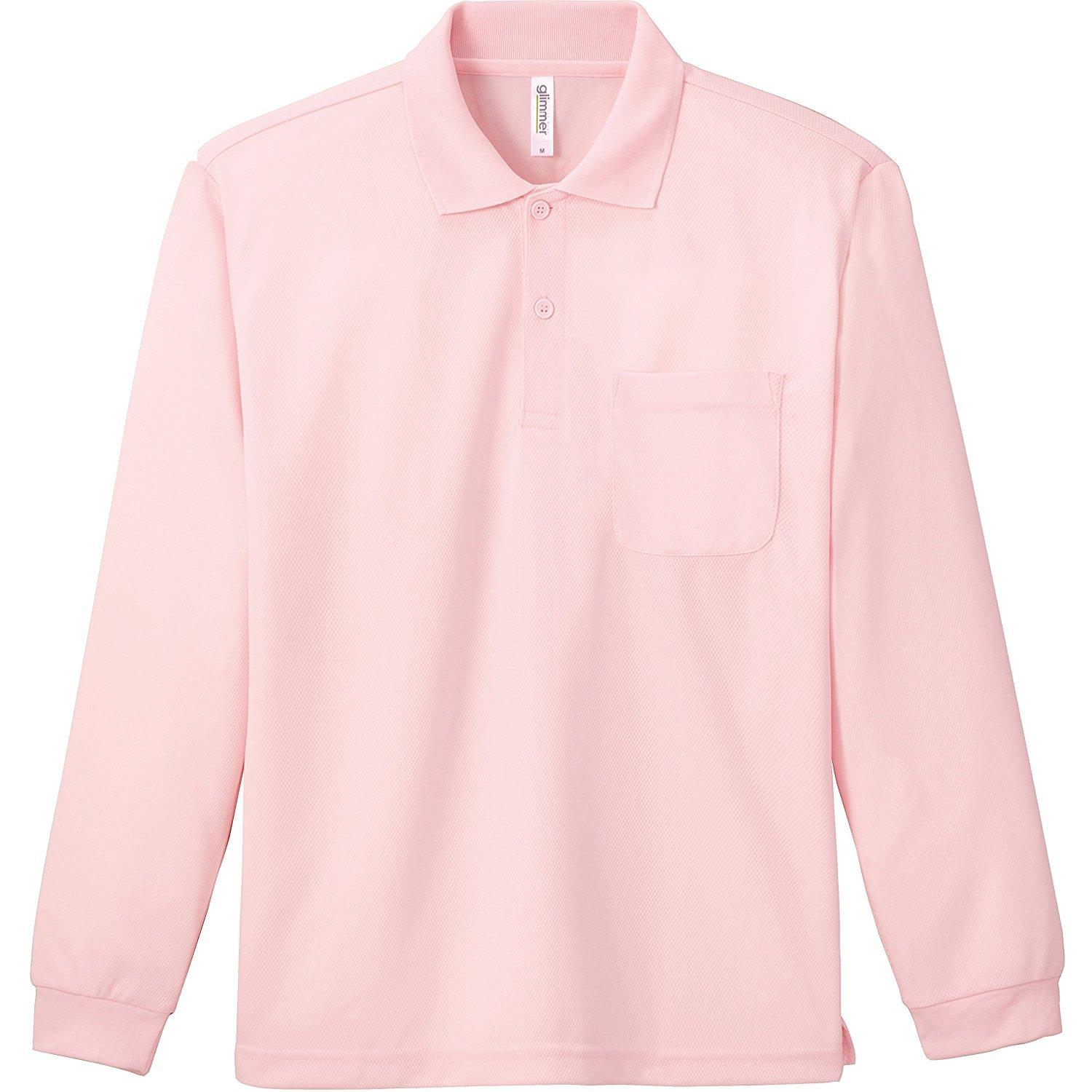 [Glimmer] 4.4 oz Dry Long Sleeve Polo Shirt [With Pocket] 00335-ALP Men's Light Pink SS
