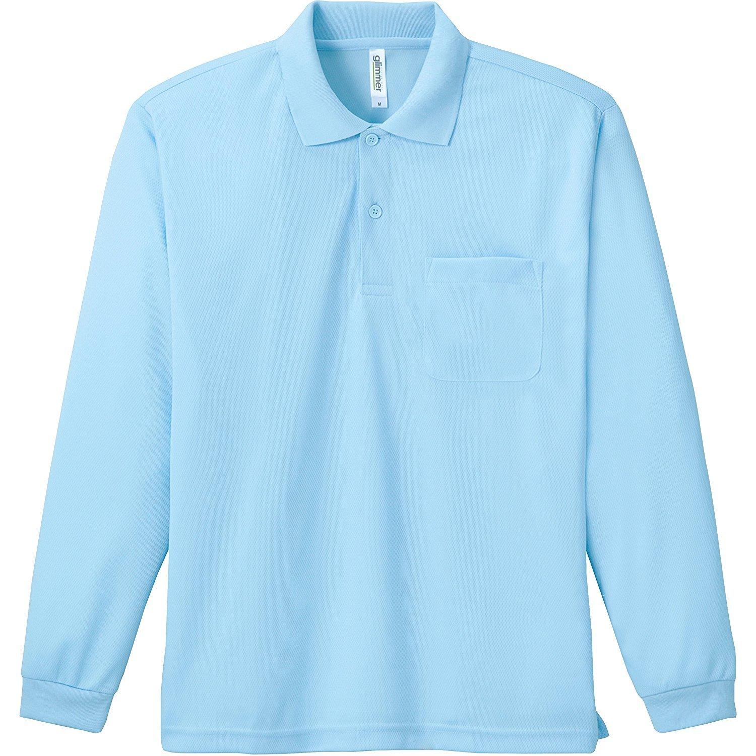 [Glimmer] 4.4 oz Dry Long Sleeve Polo Shirt [With Pocket] 00335-ALP Men's Light Blue LL