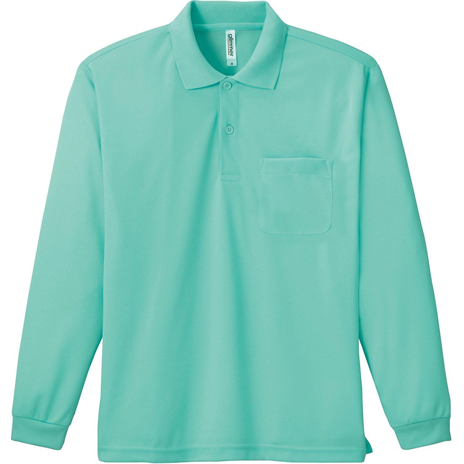 [Glimmer] 4.4 oz Dry Long Sleeve Polo Shirt [With Pocket] 00335-ALP Men's Mint Green SS