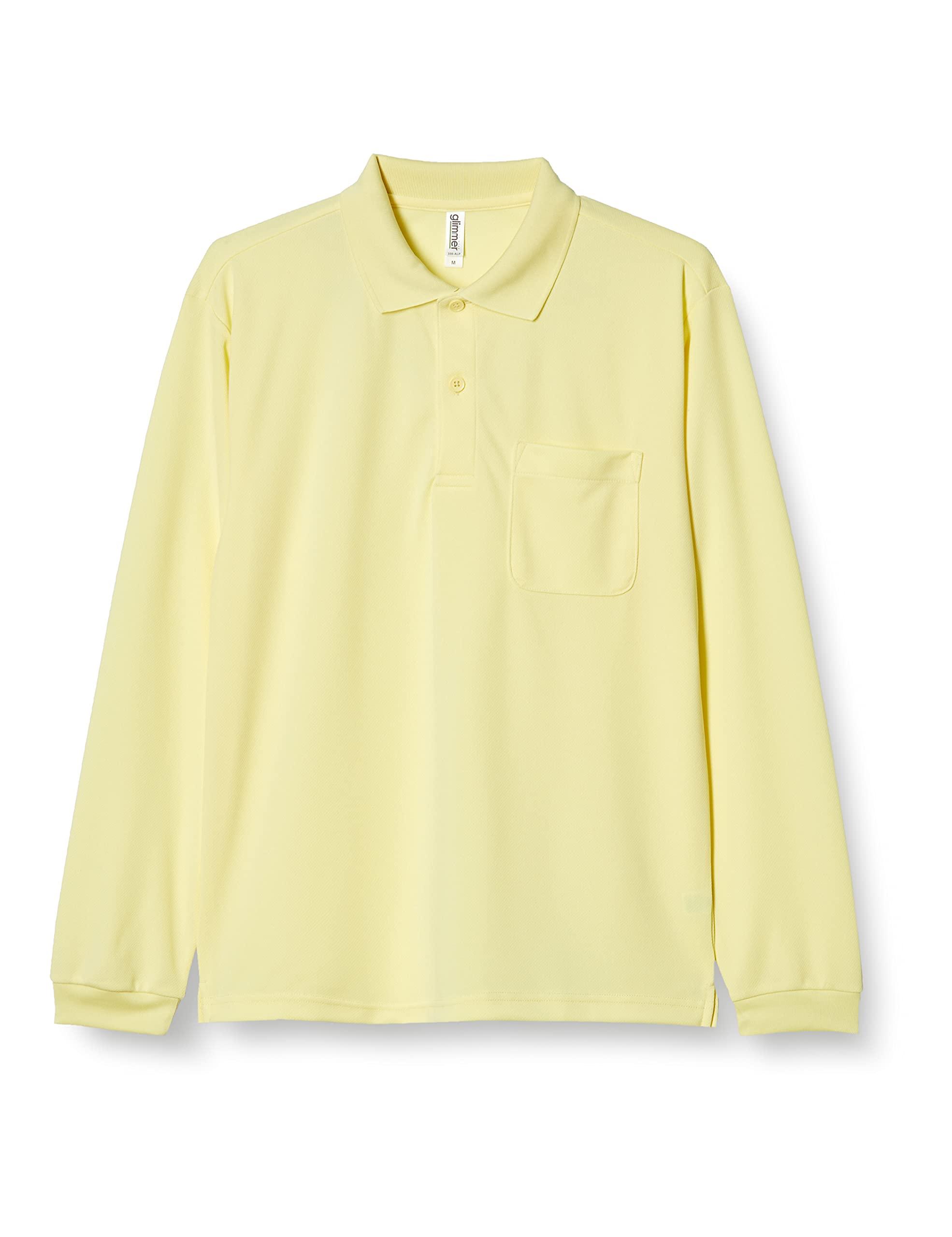 [Glimmer] 4.4 oz Dry Long Sleeve Polo Shirt [With Pocket] 00335-ALP Men's Light Yellow M