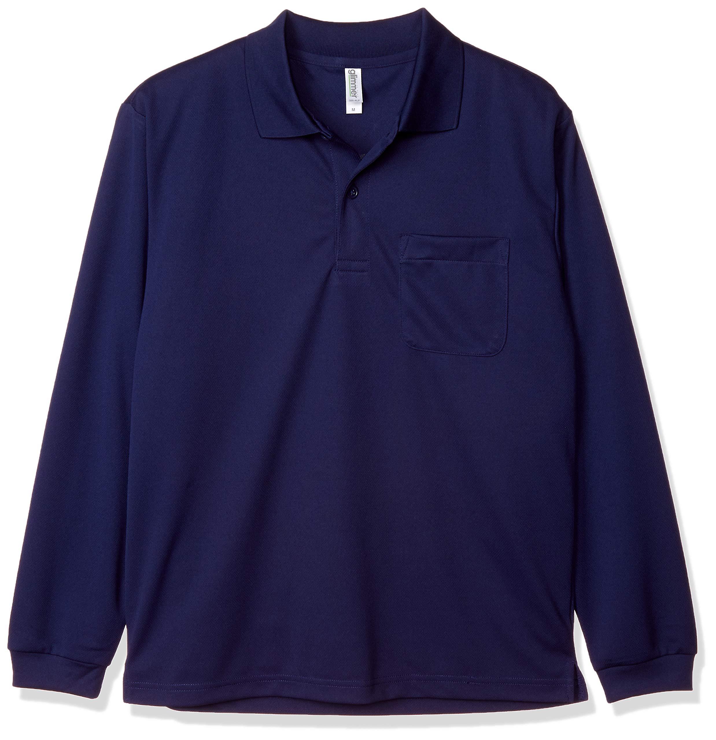 [Glimmer] 4.4 oz Dry Long Sleeve Polo Shirt [With Pocket] Men's 00335-ALP Metro Blue M