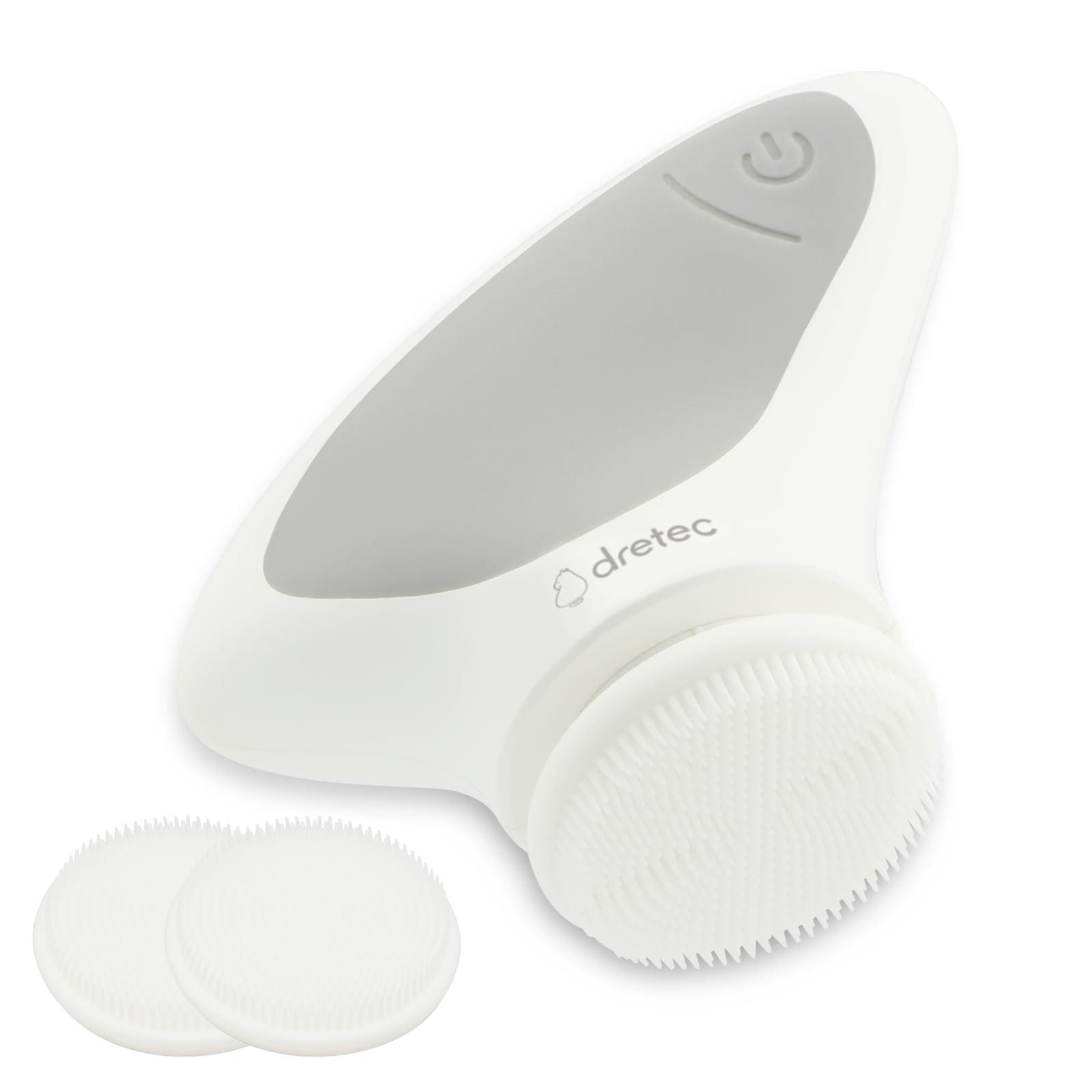 Dretec Electric Silicone Face Brush Electric Face Brush Pore Care Facial Cleansing Brush Electric Cleansing Brush Waterproof Two-Speed Settings Pore Cleansing Body Brush Compact Portable Soft Gray