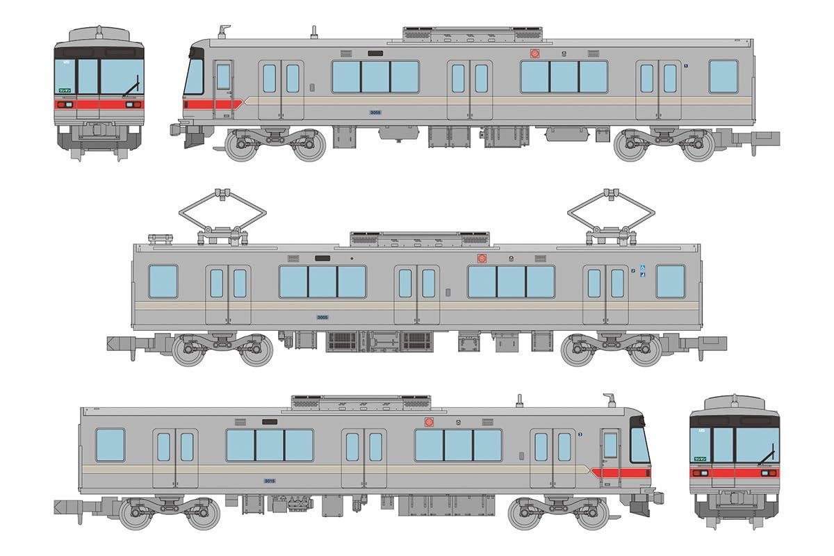 Railway Collection Tetsukore Nagano Electric Railway 3000 Series 3-Car Set A Diorama Accessories