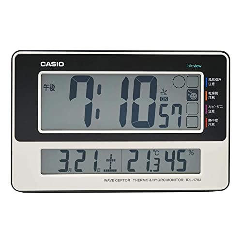 CASIO Table Clock Radio-Controlled Clock White Digital Temperature Humidity Calendar Display Table/Wall Dual-Use IDL-170J-7JF
