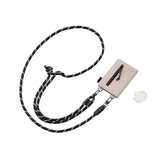 [ELECOM] Smartphone Shoulder Strap - Shoulder/Neck Strap with Card Case - Detachable Attachment - Round Cord 6mm - Beige P-STSDCDR06BE