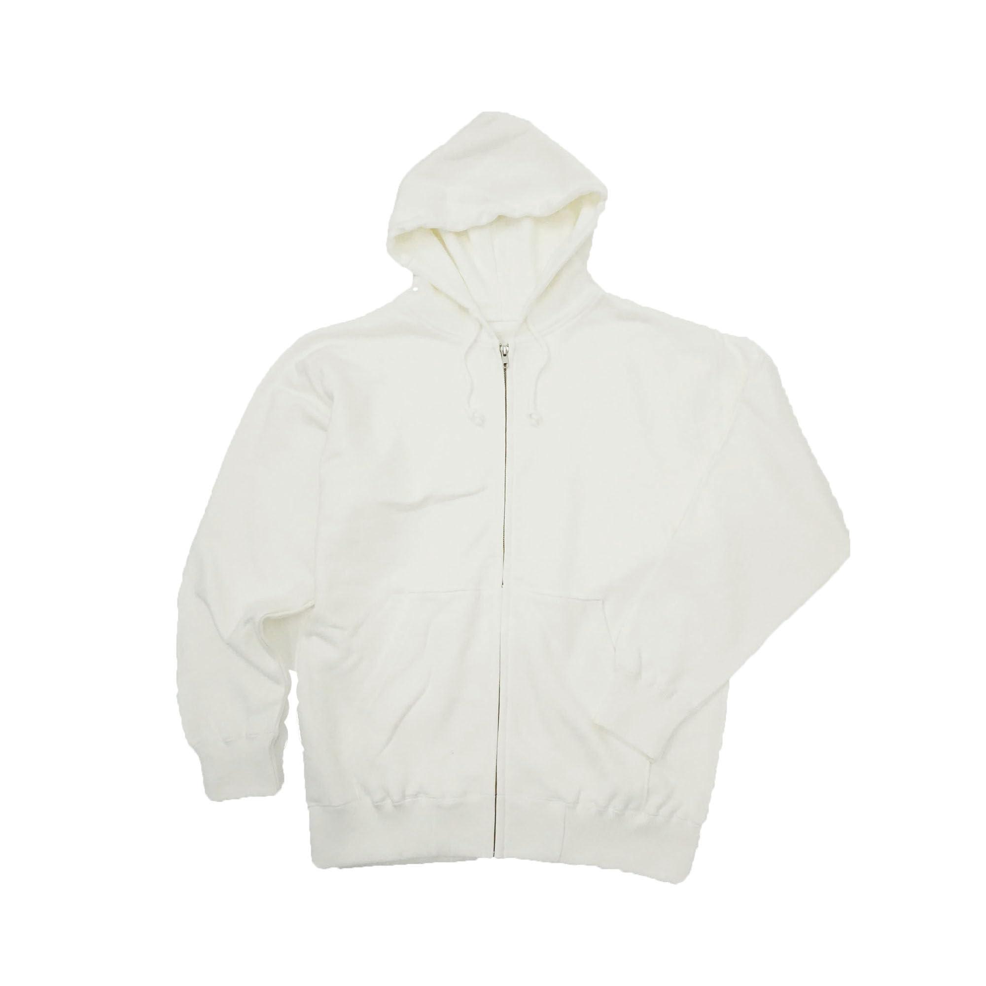 [LifeMax] Hooded Sweatshirt 10oz Hooded Zip-Up Hoodie (Brushed Fleece Lining) White
