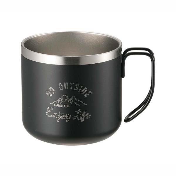 CAPTAIN STAG Double Stainless Steel Vacuum Insulated Mug Cup, 350ml, Black Monte UE-3429