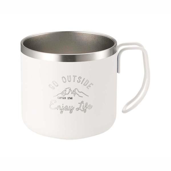 CAPTAIN STAG Double Stainless Steel Vacuum Insulated Mug Cup, 350ml, White Monte UE-3430