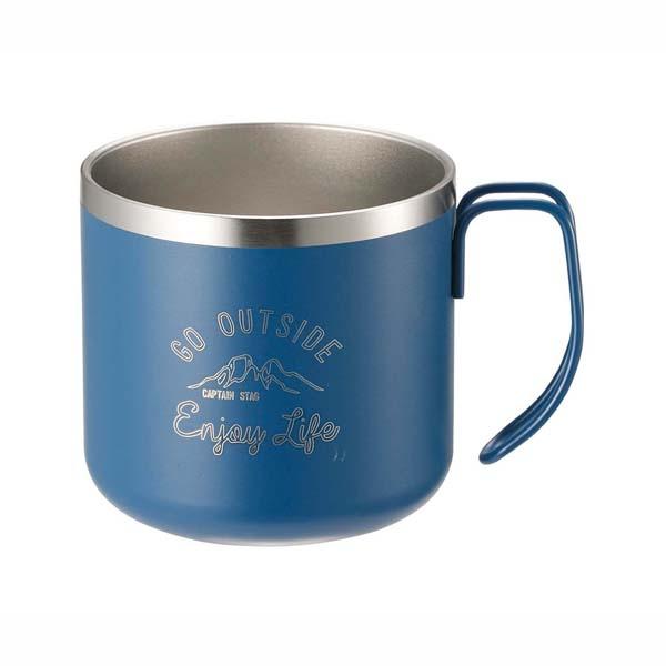 CAPTAIN STAG Double Stainless Steel Vacuum Insulated Mug Cup, 350ml, Blue Monte UE-3433