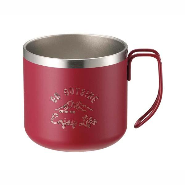 CAPTAIN STAG Double Stainless Steel Vacuum Insulated Mug Cup, 350ml, Red Monte UE-3435