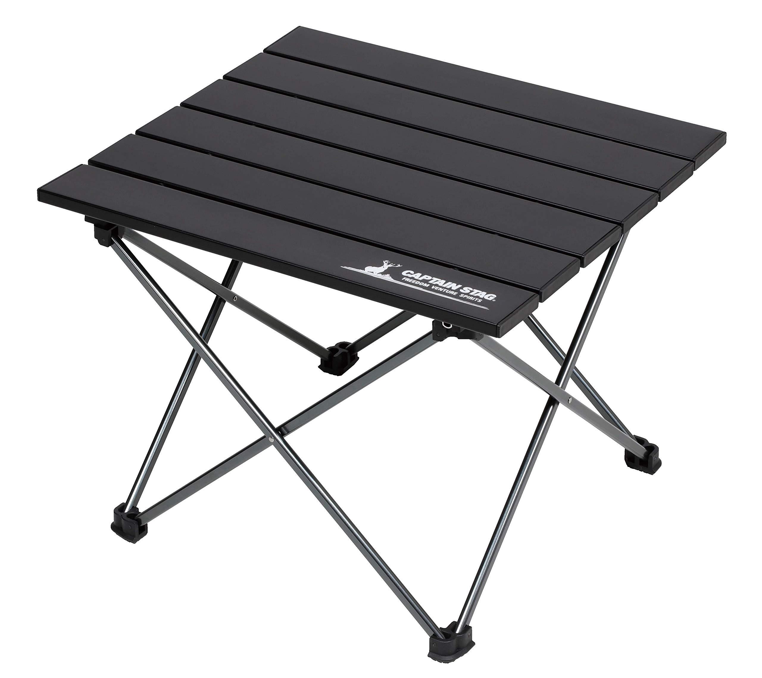 Captain Stag Outdoor Table Aluminum Roll Table Integrated Frame Folding Storage Bag Included Black Trekker UC-563 Width 395 × Depth 350 × Height 310 mm