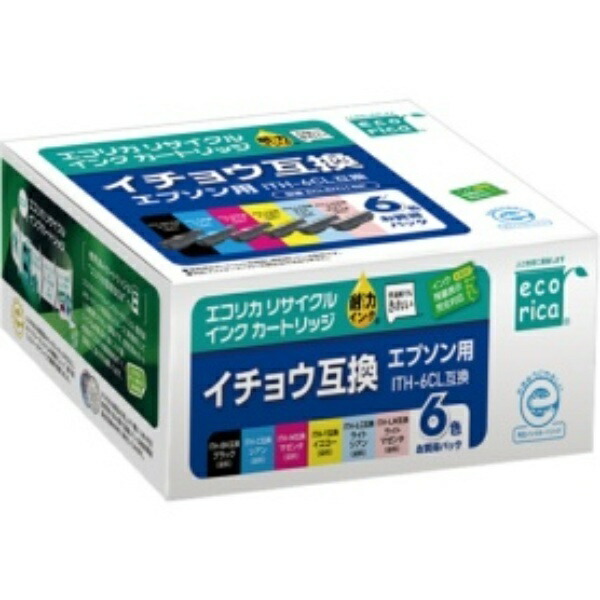 Ecolica Recycled Ink Cartridge 6-Color Pack [Epson: ITH-6CL Compatible] ECI-EITH-6P 1 Box (6 Cartridges: 1 of Each Color)