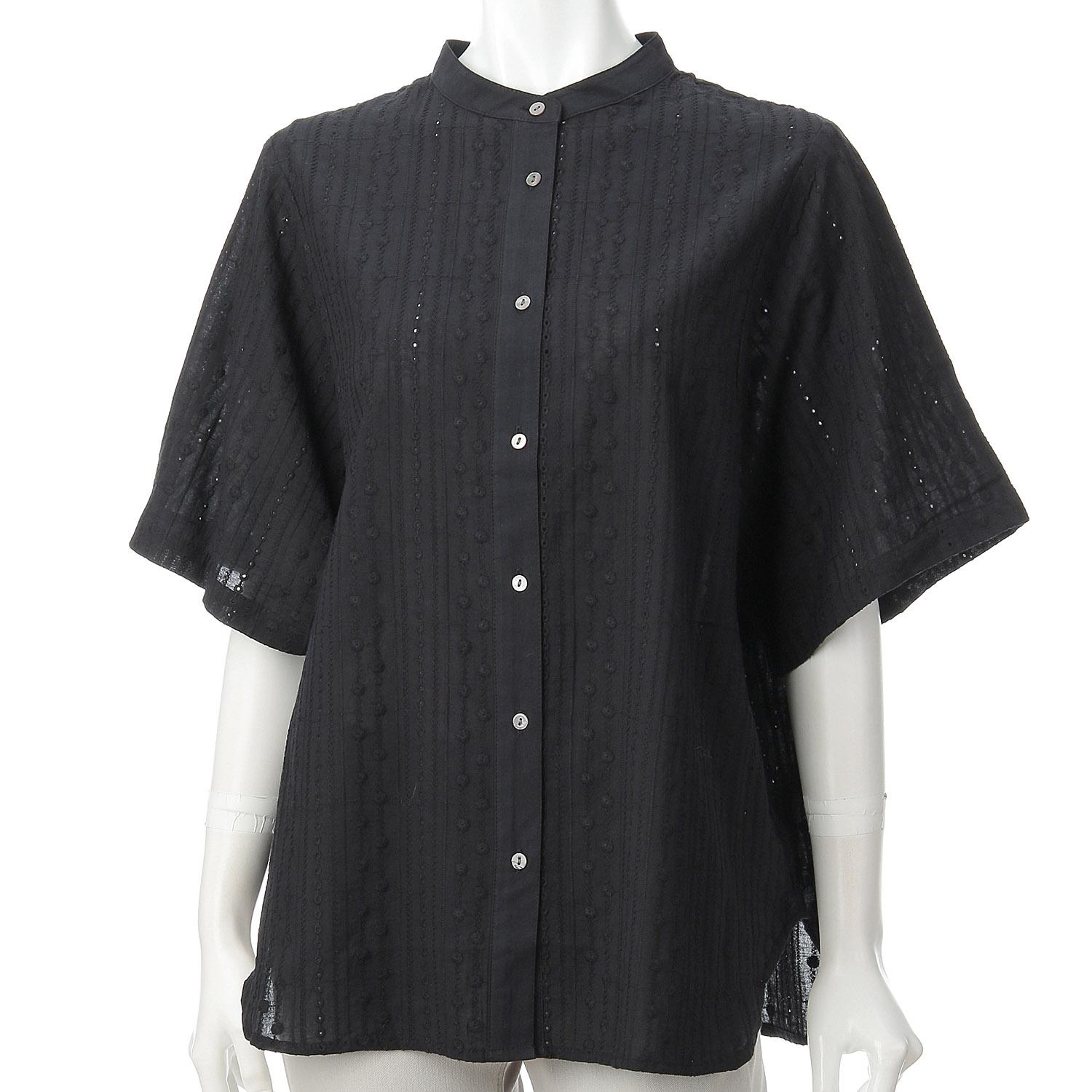 le ciel de demain Cotton Stripe Lace Tunic Black F (Free)