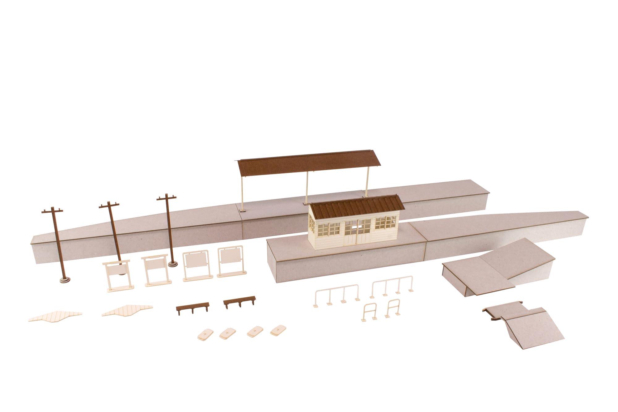 PLUMPMOA HO Gauge 1/80 Street Corner Accessories Series Island Platform Local Station Basic Set Paper Kit MS078 Diorama Supplies