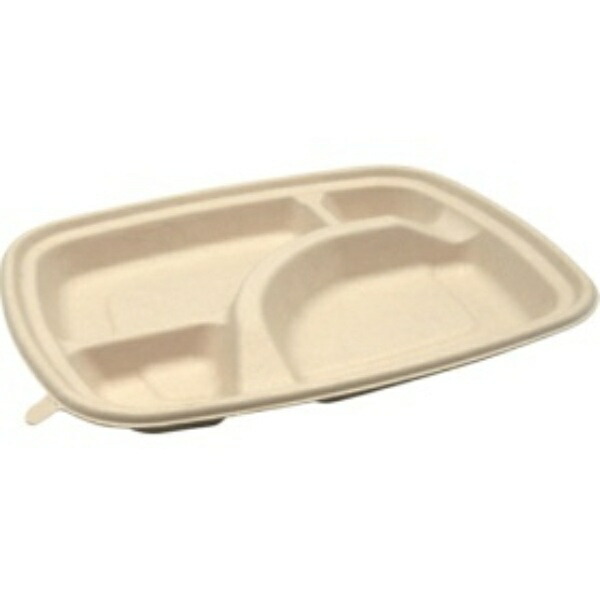 Pack Style BB Bamboo Bagasse Lunch Box N24-20A Laminated 237×197×Height 25mm 1 Pack (50 Sheets)