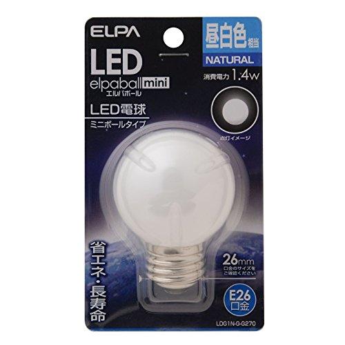 ELPA LED Bulb G50 Type LED Bulb Lighting E26 1.4W 60lm Daylight White LDG1N-G-G270