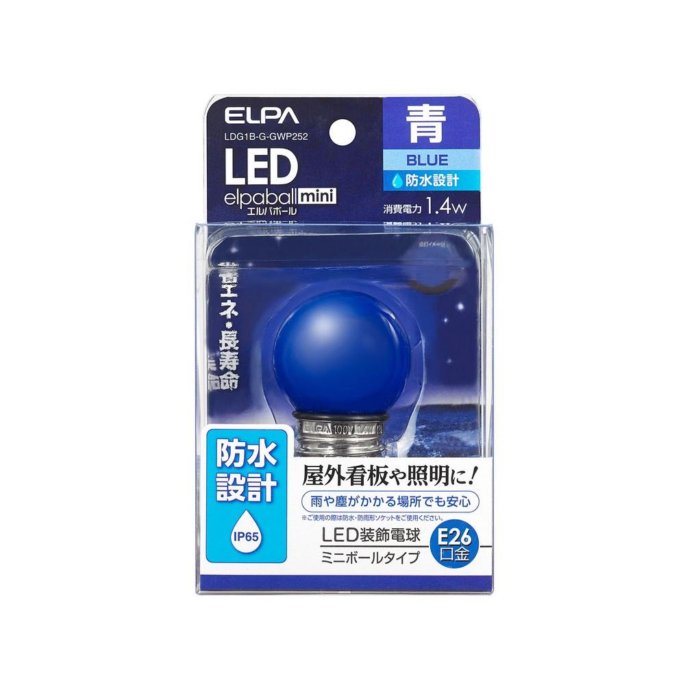 ELPA LED Decorative Bulb Waterproof Mini Ball Bulb G40 E26 Blue LDG1B-G-GWP252