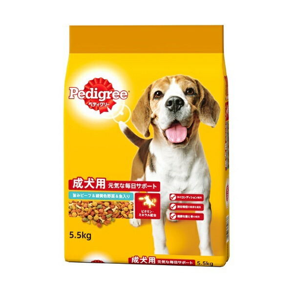 Pedigree Adult Dog Food with Savory Beef, Green and Yellow Vegetables & Fish 5.5kg [Dog Food, Dry]