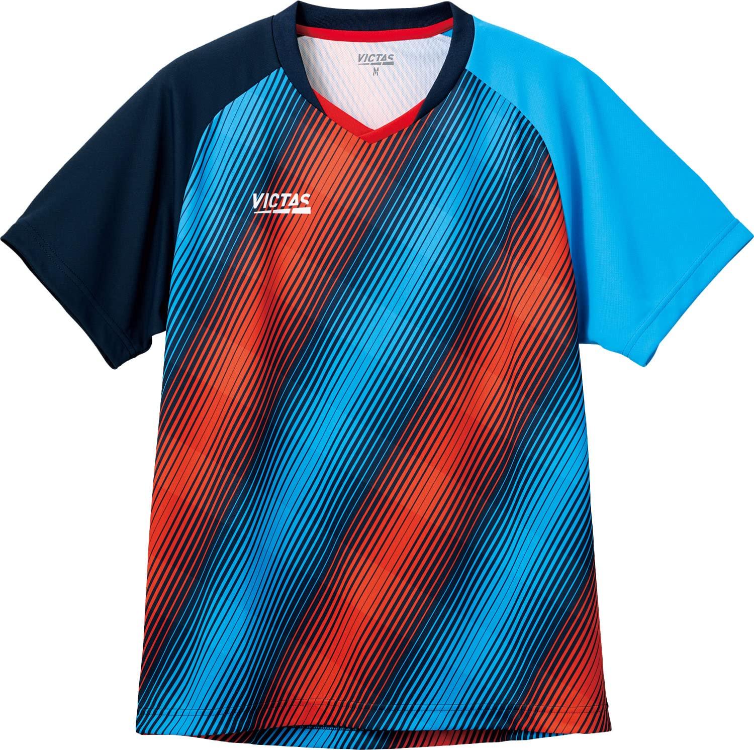 VICTAS Table Tennis Game Shirt Bias Stripe Game Shirt J.T.T.A (Japan Table Tennis Association) Official Unisex Navy (6000) 4XL 612301