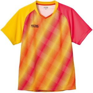 VICTAS Table Tennis Junior Game Shirt Bias Stripe Game Shirt J.T.T.A (Japan Table Tennis Junior Association) Official Yellow (3000) 130 612301