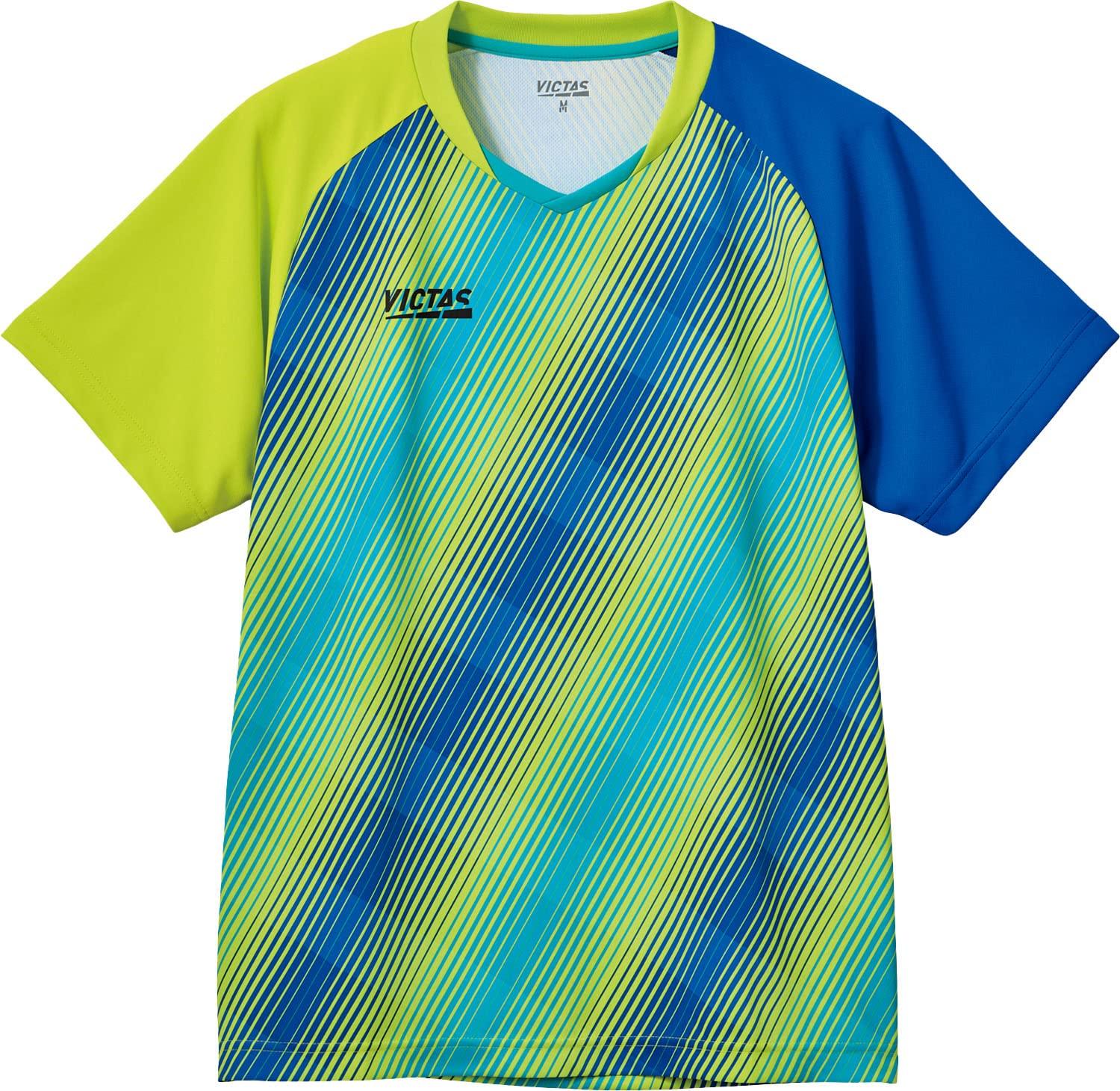 VICTAS Table Tennis Junior Game Shirt Bias Stripe Game Shirt J.T.T.A (Japan Table Tennis Junior Association) Official Lime Green (4200) 130 612301