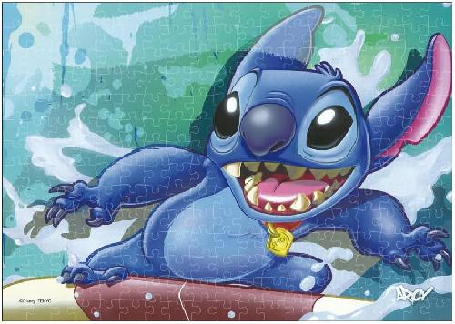 Tenyo 266-Piece GYUTTO Series Jigsaw Puzzle Lilo & Stitch Surf Rider Stitch Stained Glass Art (18.2x25.7cm) DSG-266-979 Includes Service Card