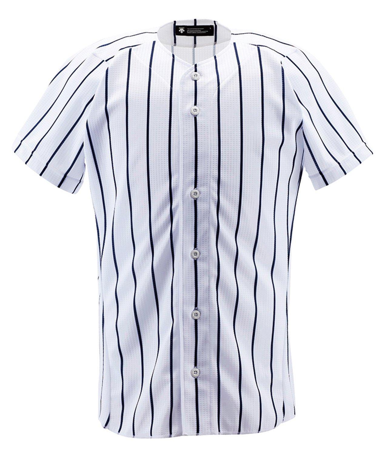 DESCENTE Uniform Shirt Stripe DB-6000 Wear Apparel Uniform DESCENTE Baseball Gear Swallow S White × Navy S