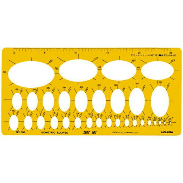 Uchida Drawing Instrument Template No.606 Isometric Elliptical Ruler 1-843-0606