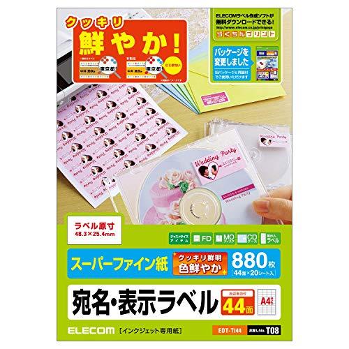 ELECOM Label Sheets 880 Sheets A4 Size 44 Panels × 20 Sheets EDT-TI44