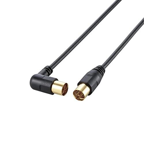 ELECOM Antenna Cable 2.5C Slim Type F-Type Connector Plug-in L-Shaped - Plug-in Straight Type 1m Black AV-ATLS10BK
