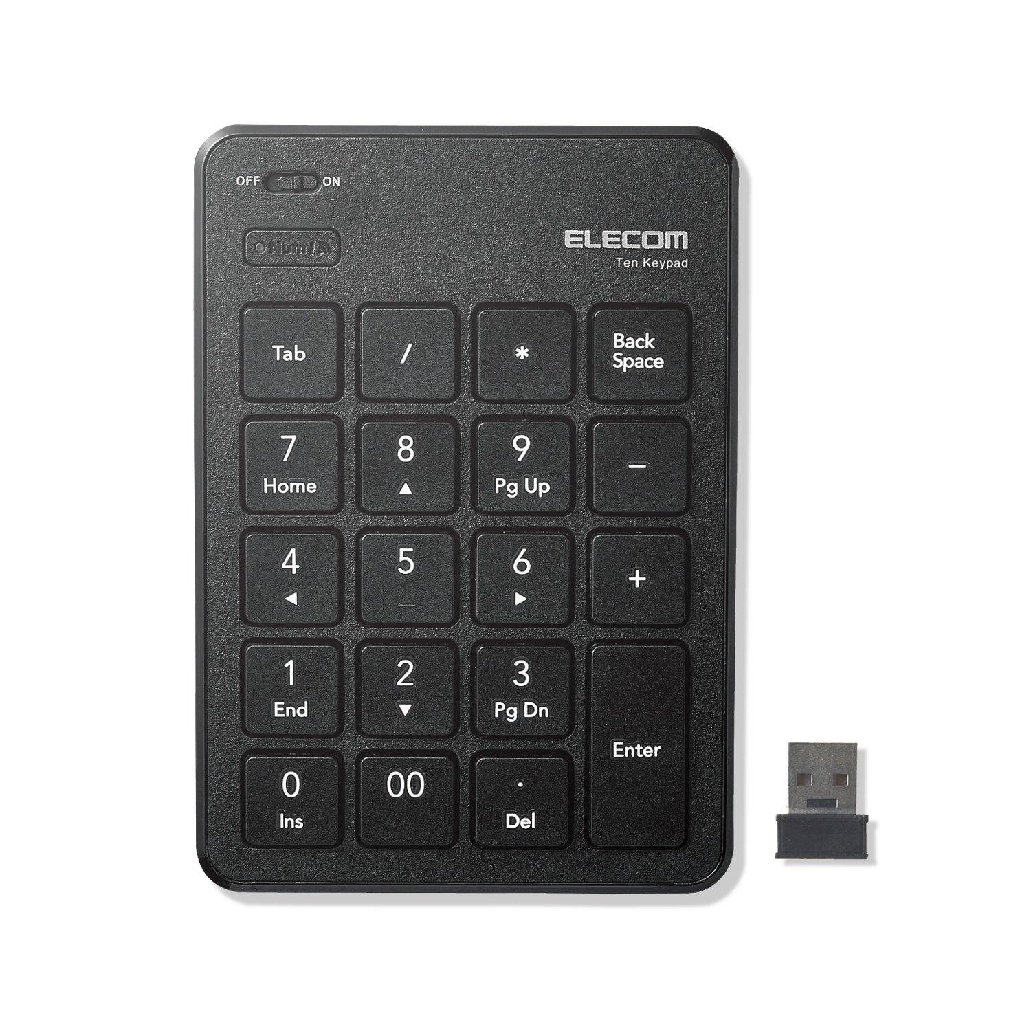 ELECOM USB-A Wireless Numeric Keypad (with Receiver) Pantograph Thin Black TK-TDP019BK