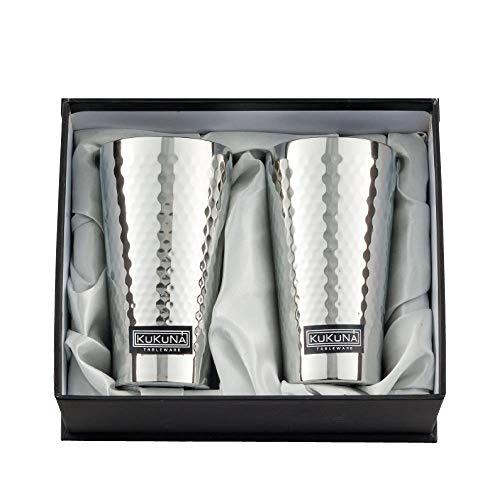KUKUNA TABLEWARE Stainless Steel Tumblers 350ml 2-Piece Set (Mirror, Hammered Finish) 6205-039
