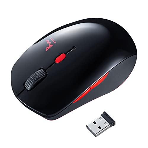 Sanwa Supply Mouse Combo (Bluetooth + 2.4GHz Wireless Compatible) Silent Buttons Blue LED 5-Button (Back/Forward Buttons) Medium Size Black × Red MA-WBTBL193BKR