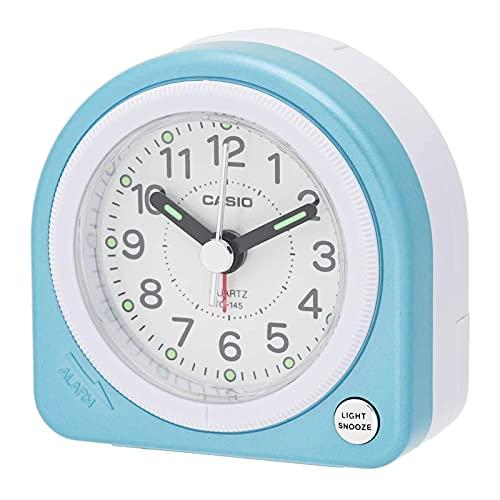 CASIO Analog Travel Alarm Clock Compact with Snooze and Light Blue TQ-145-2JF
