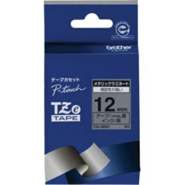 P-touch Laminating Tape TZe-M931 12mm Width (Black Text/Silver/Matte)