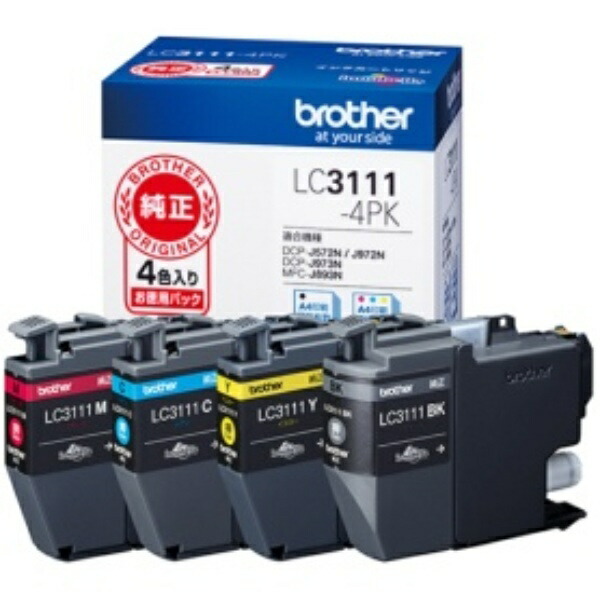 Brother Ink Cartridge 4-Color Pack LC3111-4PK 1 Box (4 Cartridges: 1 Each Color)