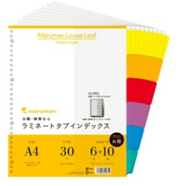 Maruman Index A4 Wide 30-Hole (2-Hole Compatible) Index Sheets 6-Pocket 10 Sets 1 Book LT3006F