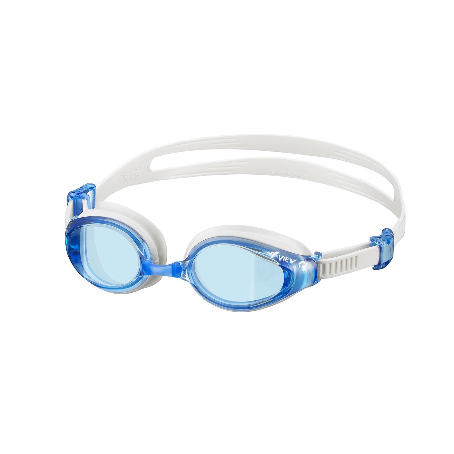 [View] Swimming Goggles Mirror Type Made in Japan Fitness Adult UV Protection Anti-Fog Function SWIPE Technology Easy-Fit Model Clear Blue White V640SA CBLW