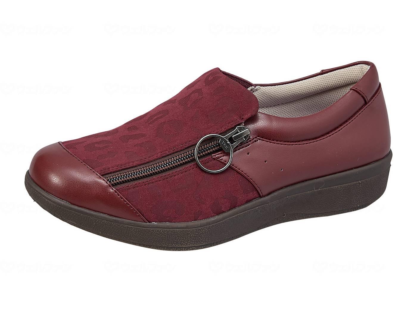 [Moonstar] Sneakers with Rolling Assist Feature, Wide Fit 4E, Zipper Closure, 22~24.5cm, Women's, Wellru02, Wine C, 22.0 cm